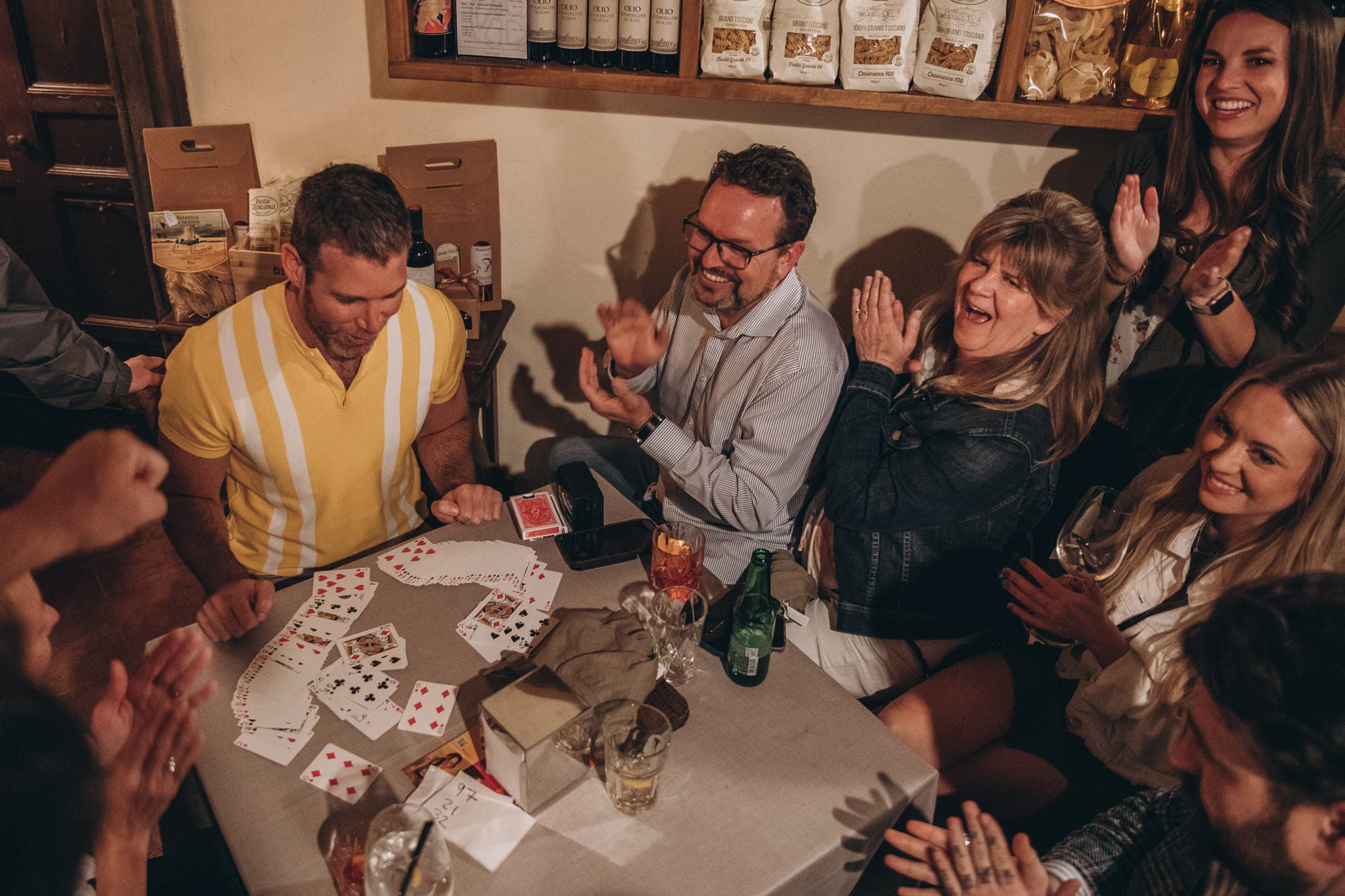 Magicians performing card magic at The Retreat in Tuscany by Vanishing Inc.